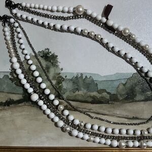 Juicy Couture White and  Gunmetal Beaded Necklace